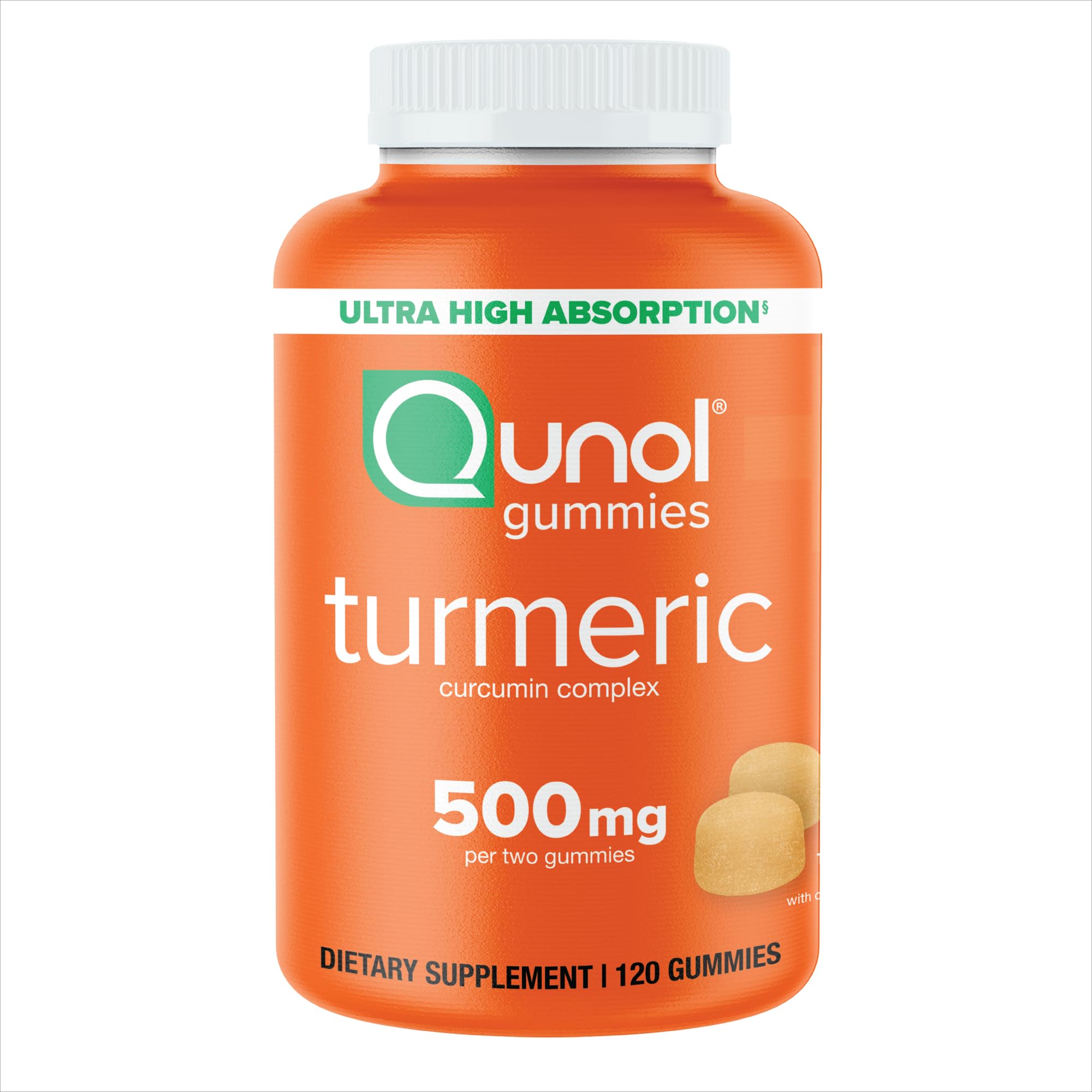 Qunol Turmeric Gummies orange flavor for a tasty daily turmeric boost.