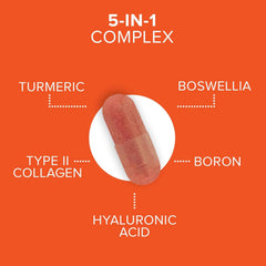 Qunol turmeric-type 2 collagen hyaluronic blend ingredients on label.