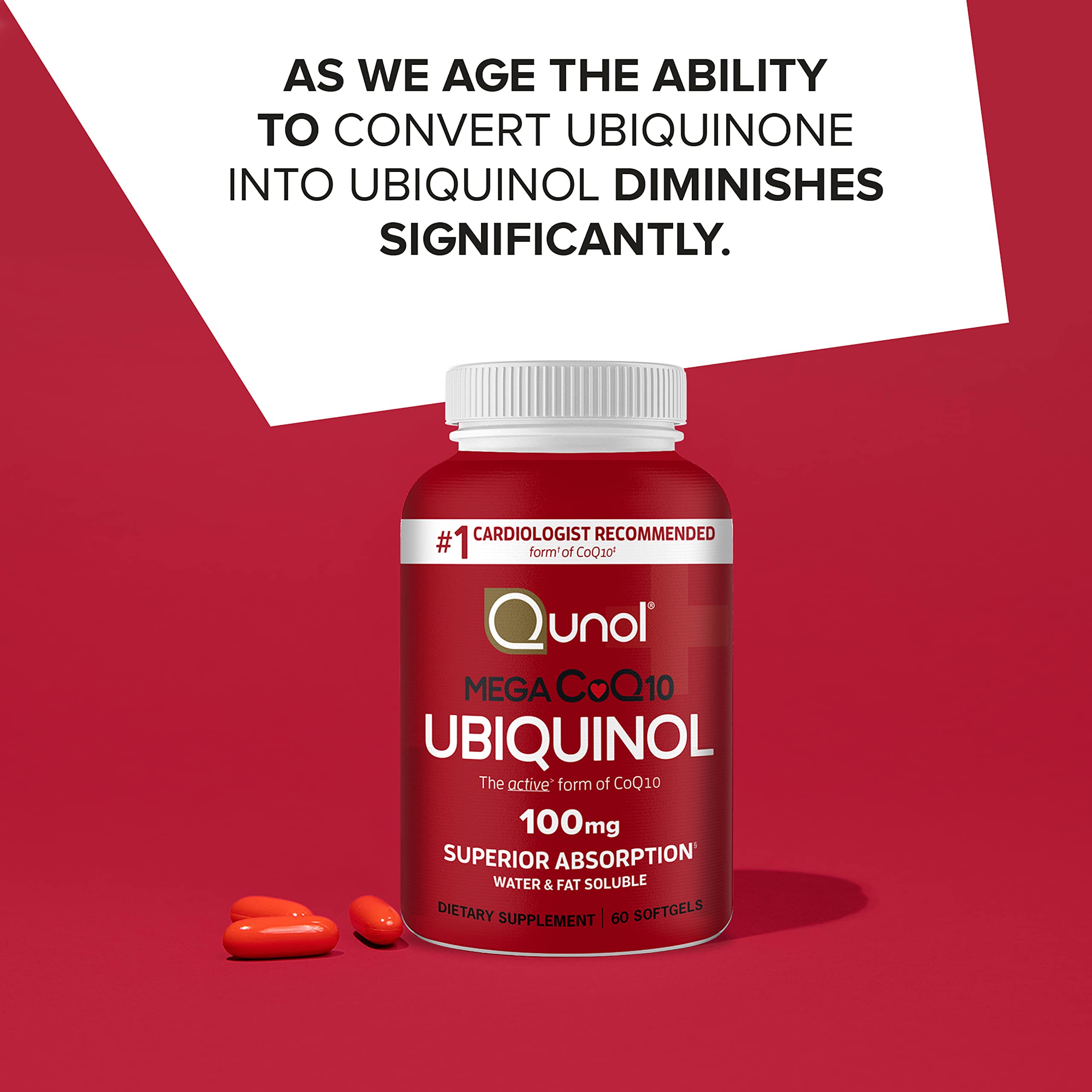 Qunol Ubiquinol 100mg softgels blister pack ready to take.