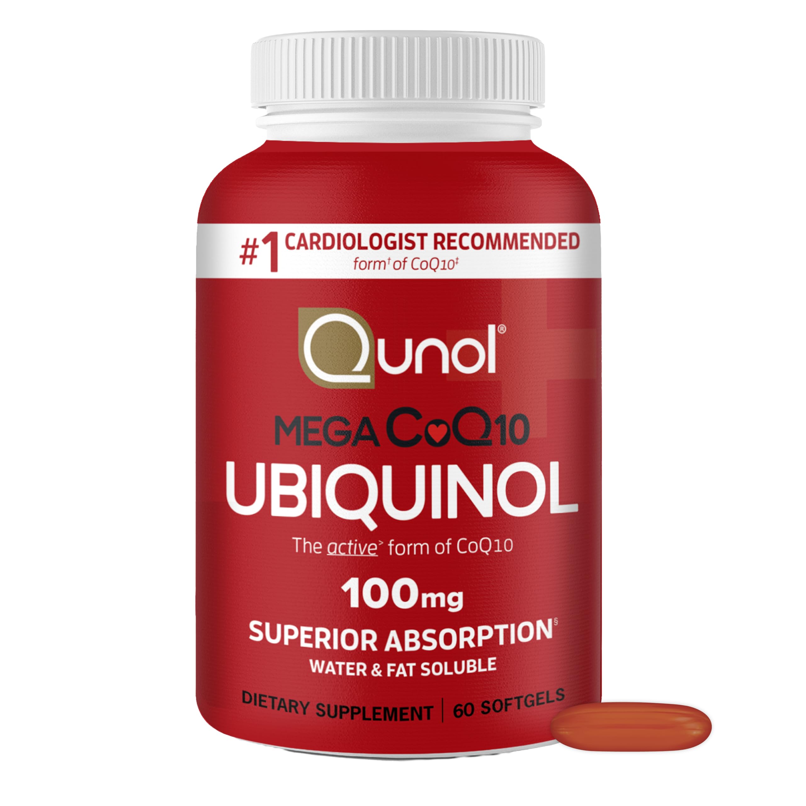 Qunol ubiquinol 100mg softgels bottle – easy daily energy support.