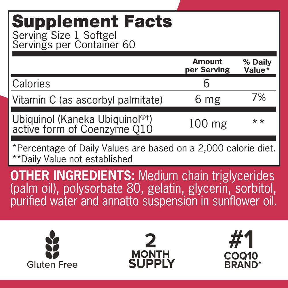 Qunol ubiquinol 100mg softgels capsules closeup – smooth, easy-to-swallow texture.