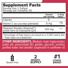 Qunol ubiquinol 100mg softgels capsules closeup – smooth, easy-to-swallow texture.