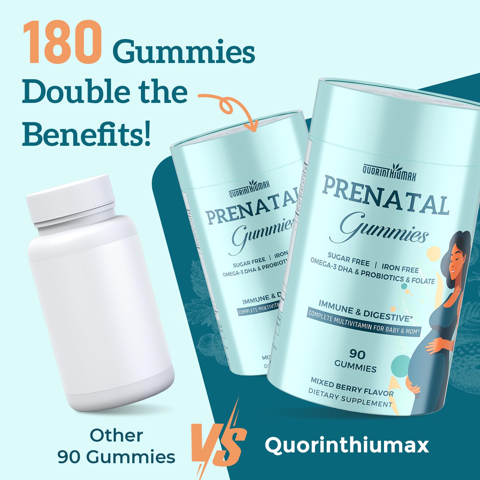 Quorinthiumax Prenatal with organic ginger and probiotics supports digestive comfort