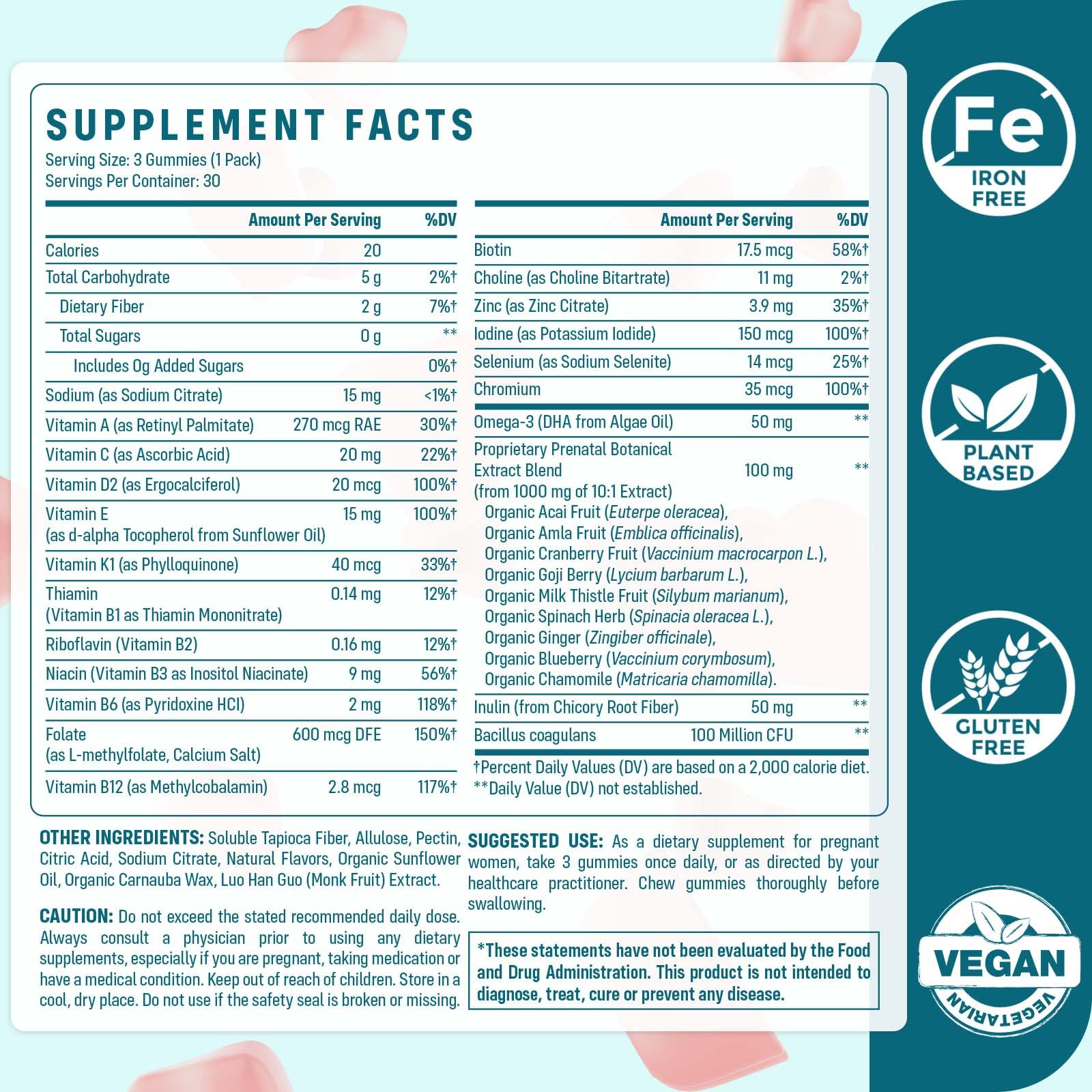 Quorinthiumax Prenatal Gummies heart-shaped candies for convenient daily use