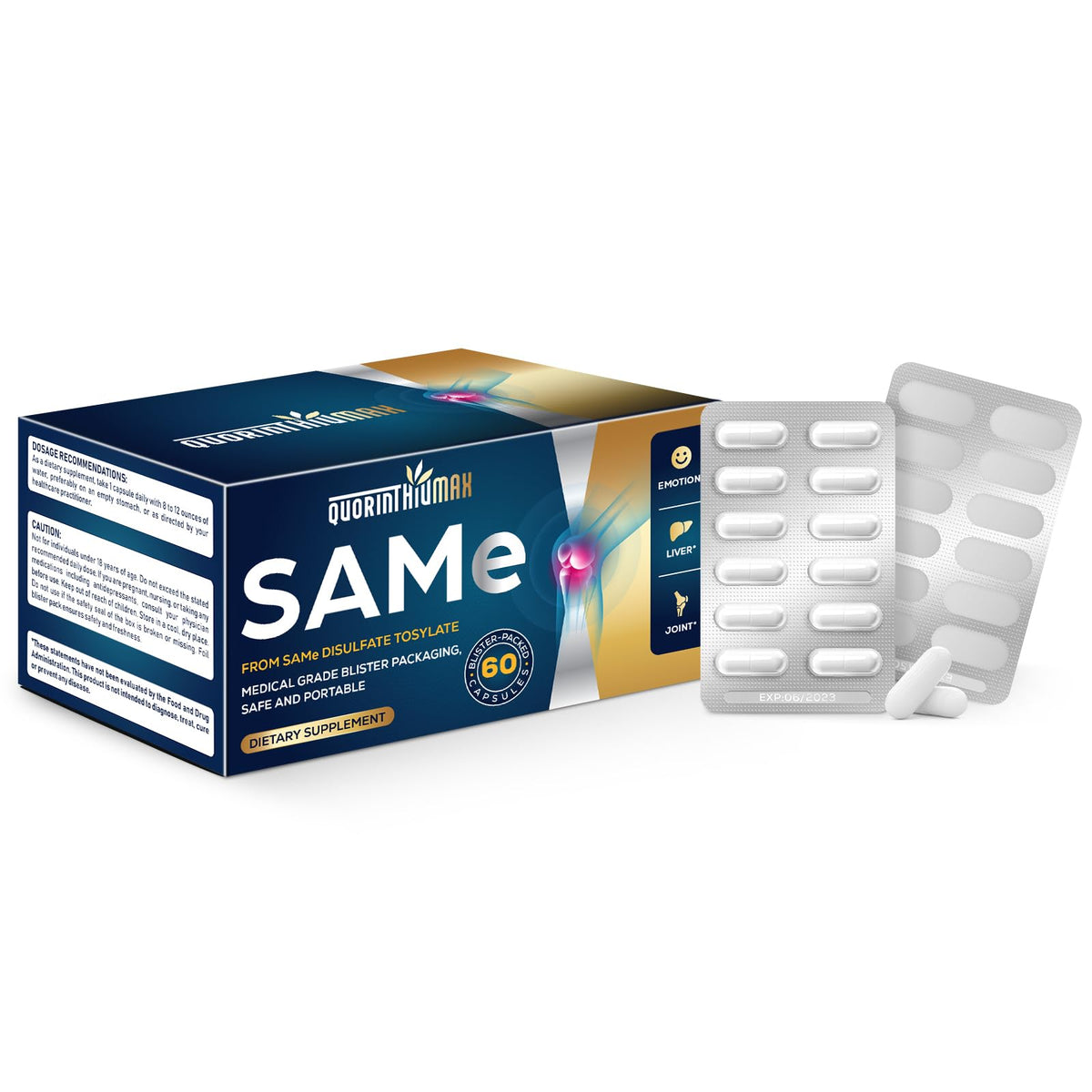 Quorinthiumax SAM-e 500mg bottle ready for daily balance routines.