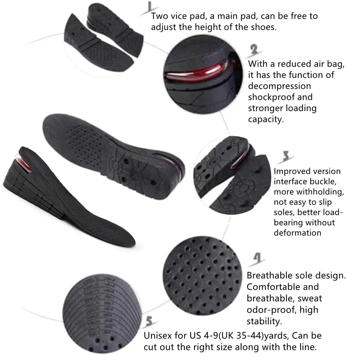 QUORYTH adjustable lift from 1.2 to 2.95 inches for versatile footwear