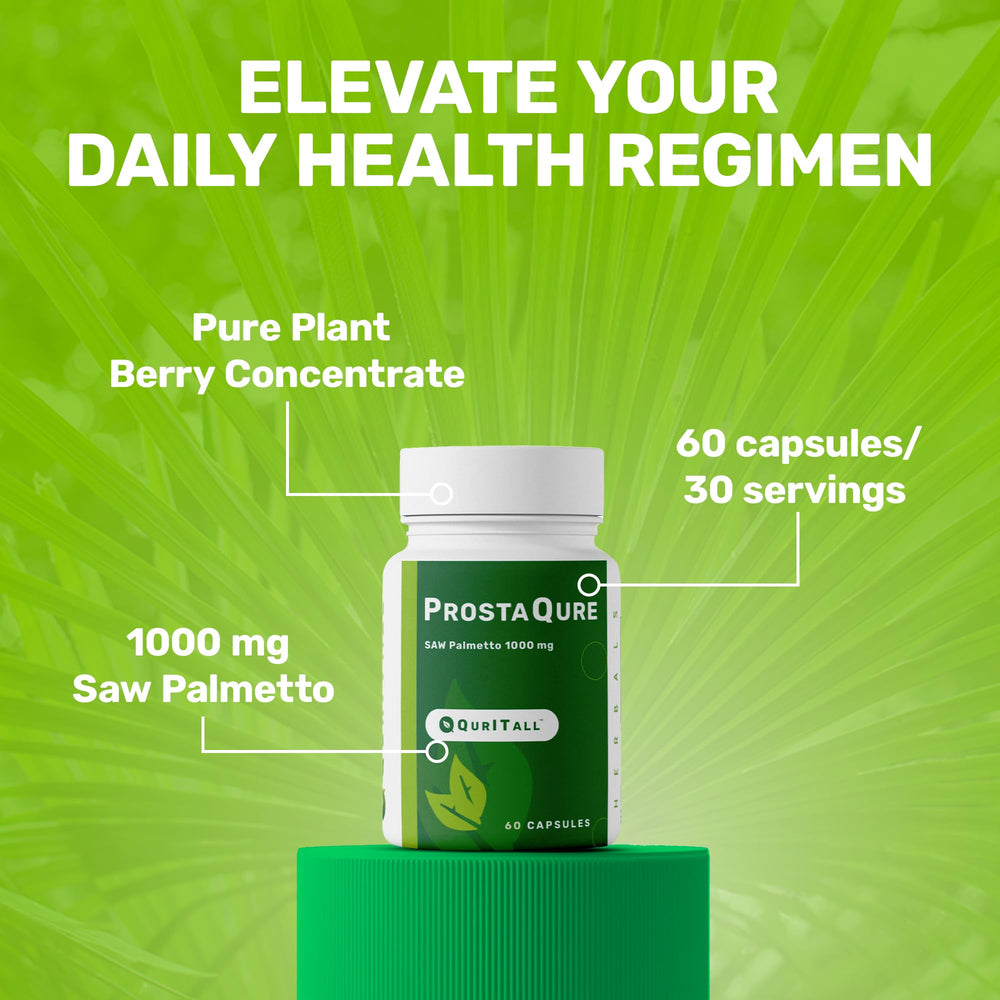 QurItAll ProstaQure capsules, taken as part of daily routine for prostate support.