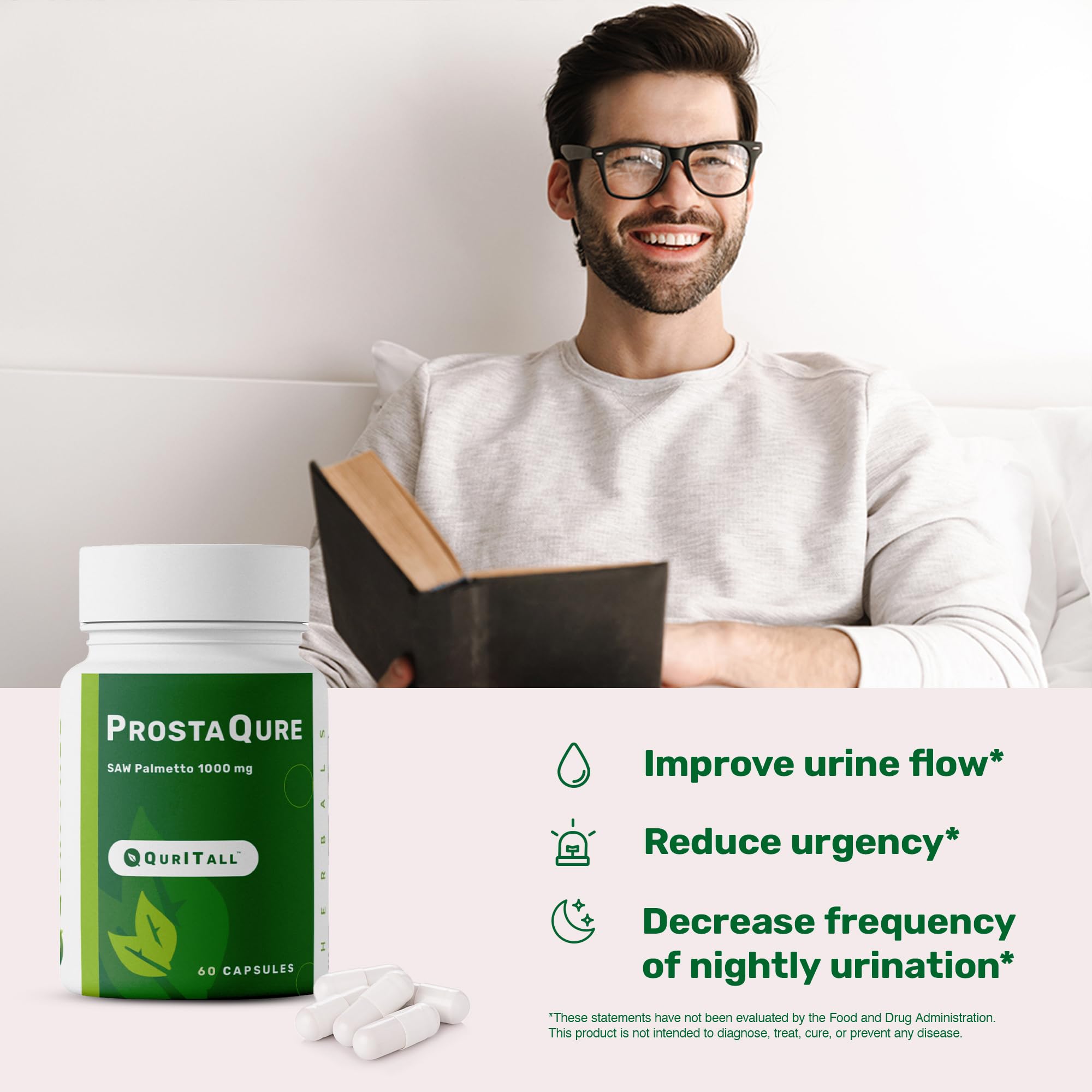 QurItAll ProstaQure label close-up highlights saw palmetto ingredients may support urinary comfort.