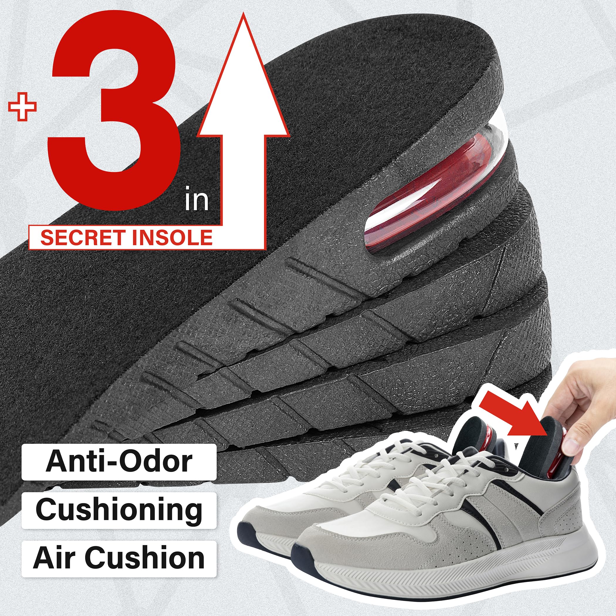 Quxiang height increase insoles removable sole shown for height customization