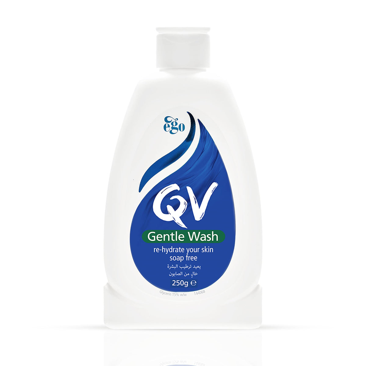 QV Gentle Wash 250ml bottle front, compact packaging for daily use