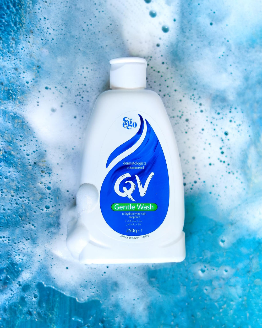 Applying QV Gentle Wash on damp skin to moisturize without irritation