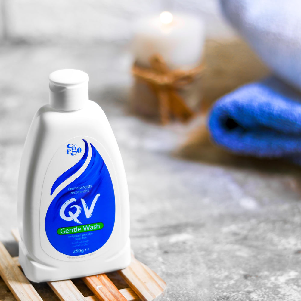 QV Gentle Wash fragrance-free label, soap-free and pH-balanced formula