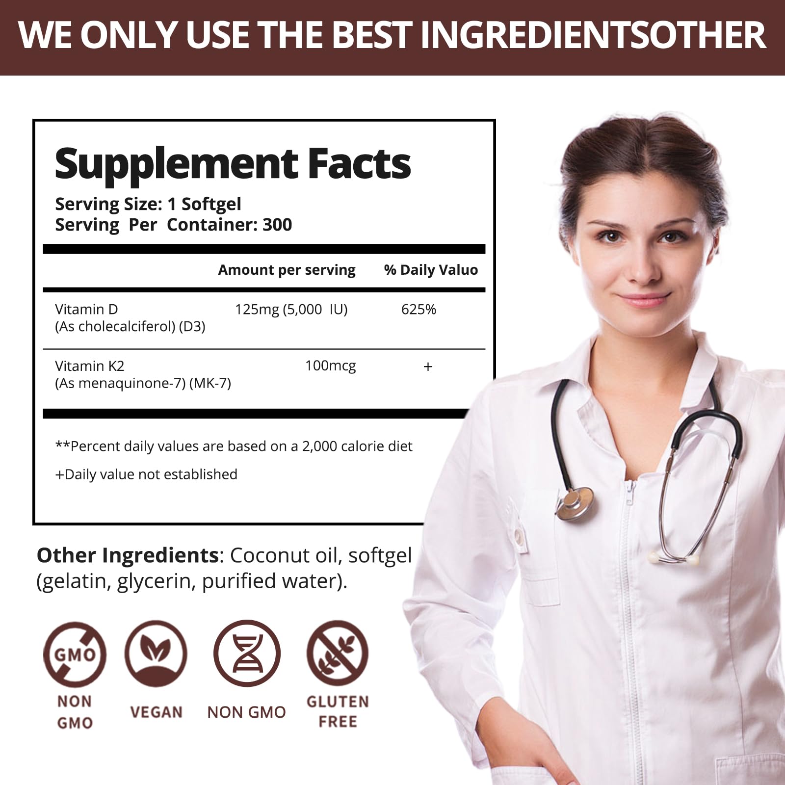 QVQ D3 K2 softgels close-up showcasing easy-to-swallow form.