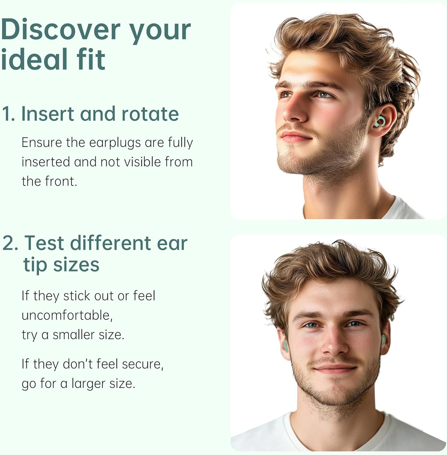 QWH earplugs four tip sizes XS–L ensure a secure, adaptable fit.
