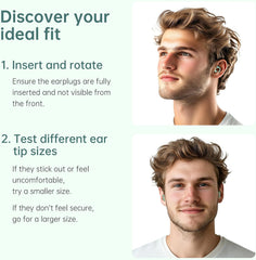 QWH earplugs four tip sizes XS–L ensure a secure, adaptable fit.