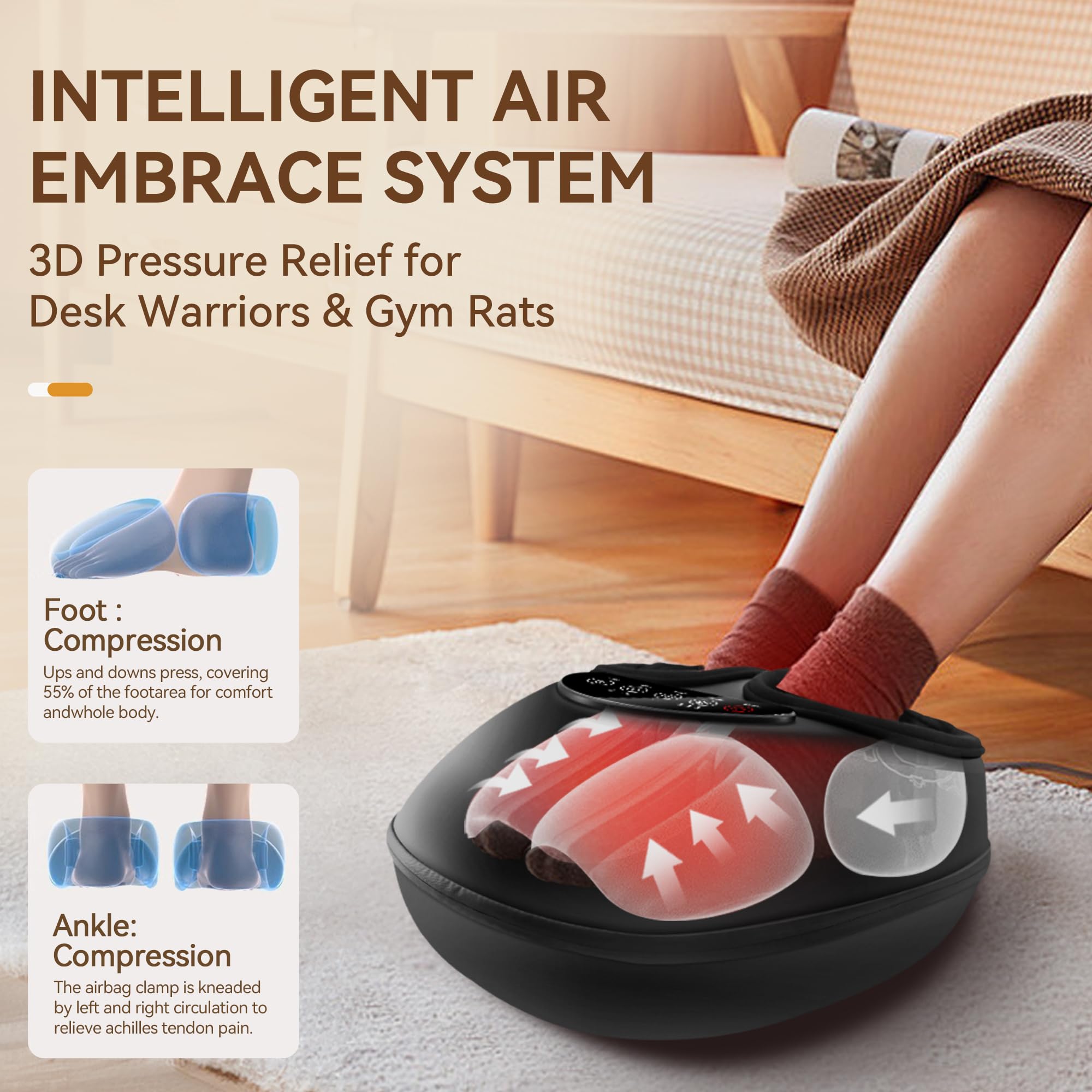 Side view of QXC Shiatsu Foot Massager showing ergonomic contour