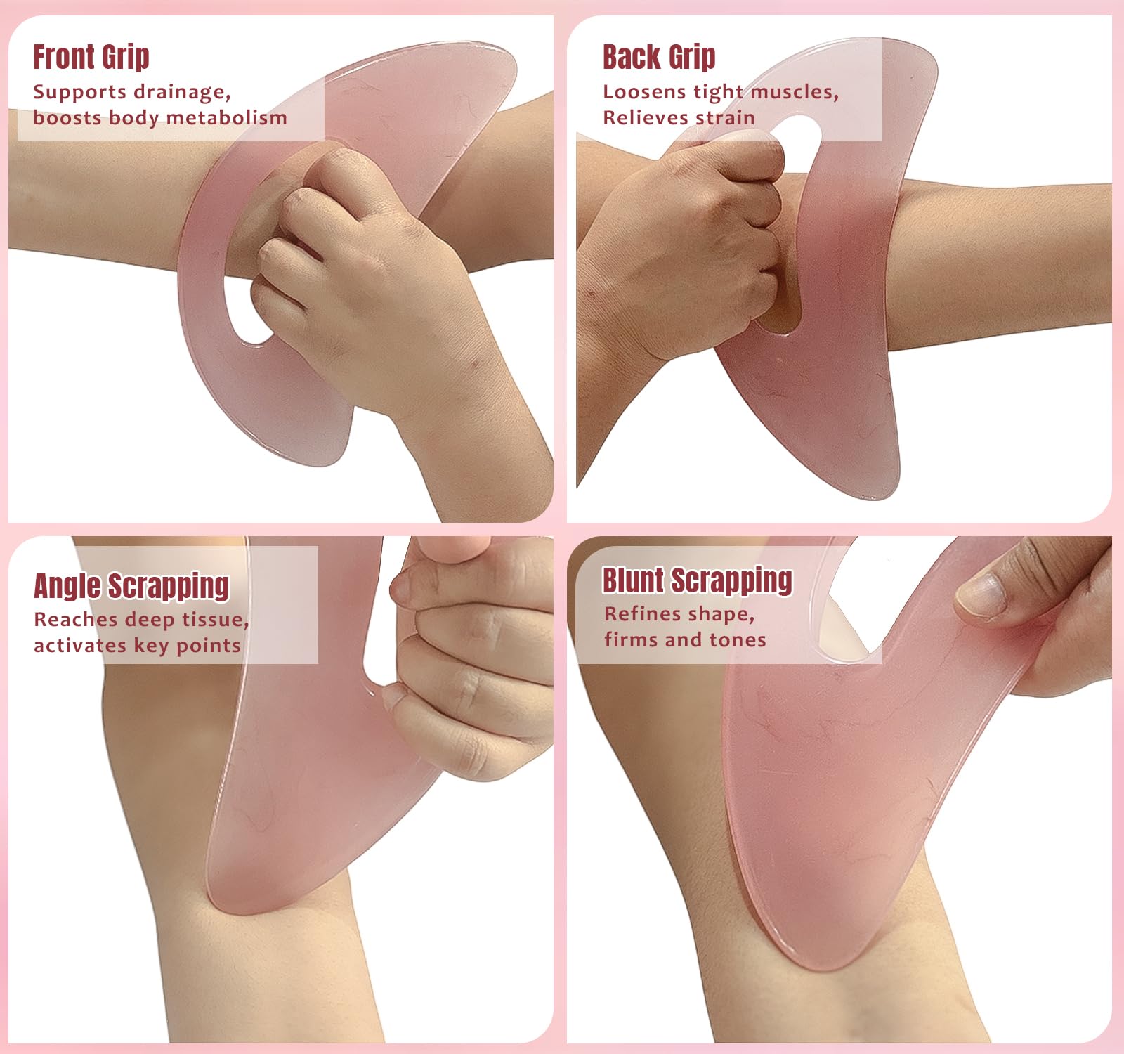 RAAFI gua sha tool ergonomic grip ensures comfortable use.