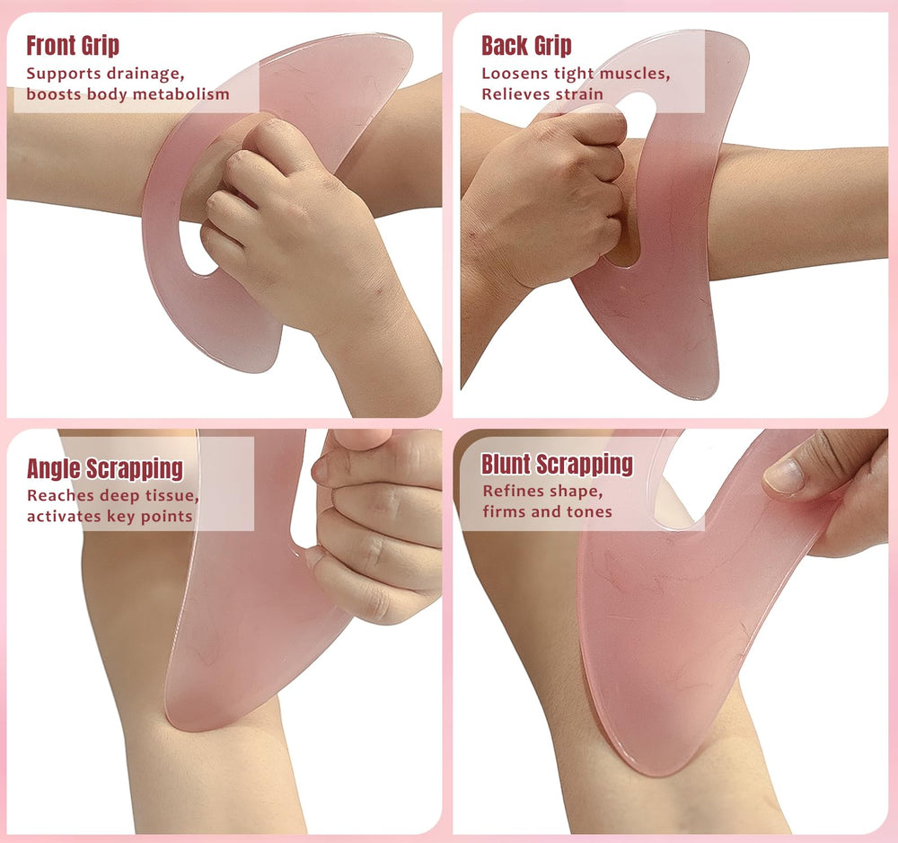RAAFI gua sha tool ergonomic grip ensures comfortable use.