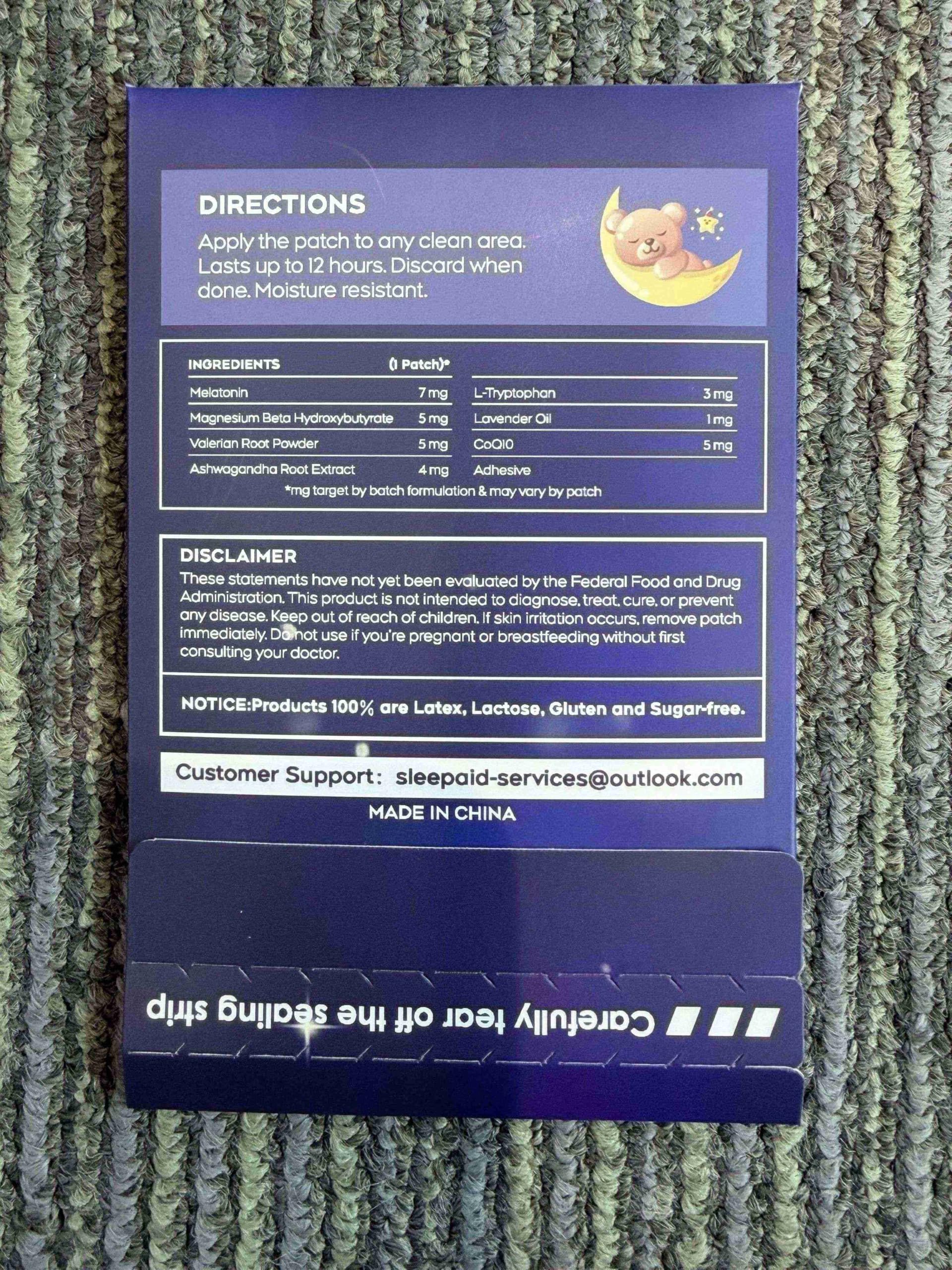 Close-up of RAAYAM Sleep Patch showing skin-friendly adhesive.