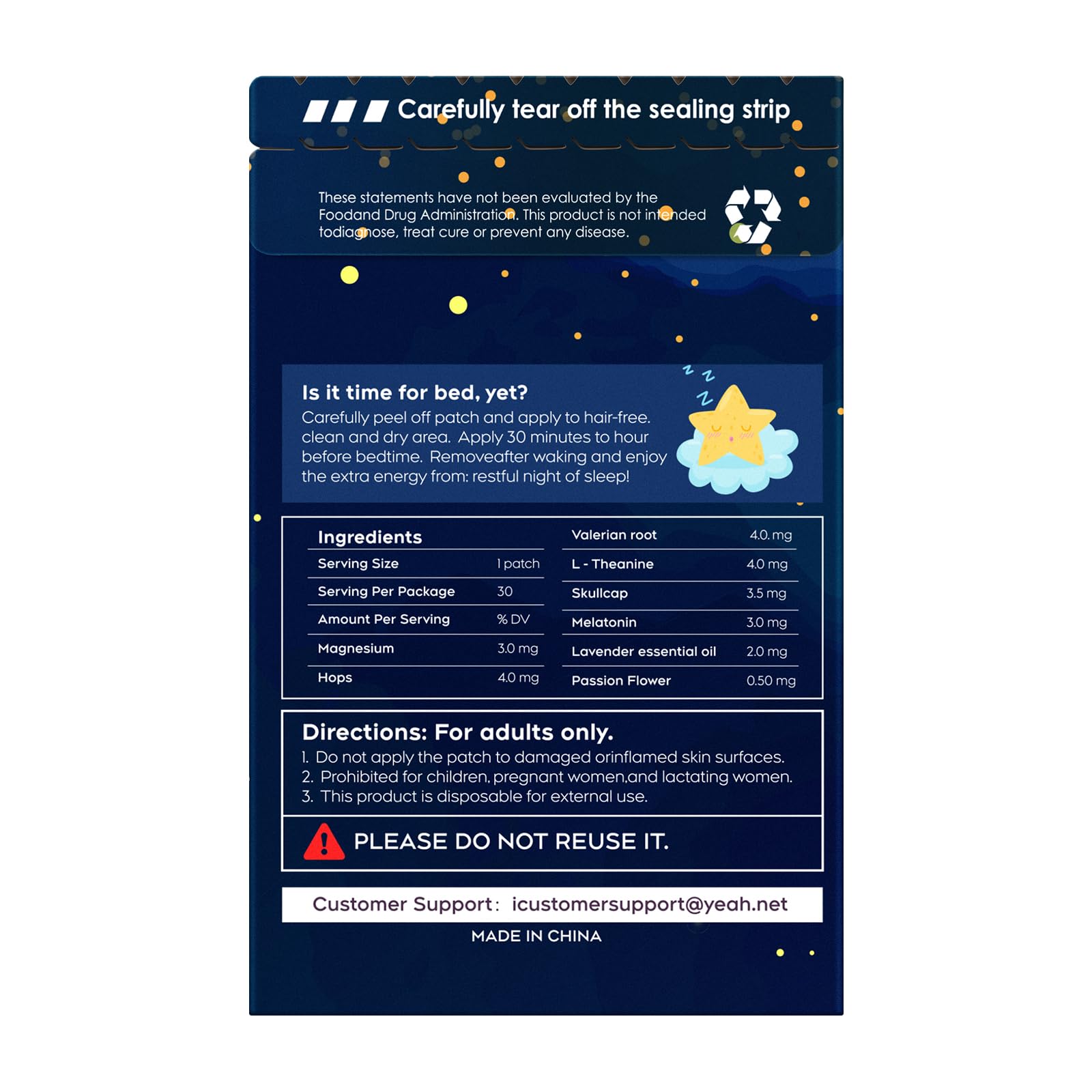 RAAYAM Sleep Patch contents displayed in pack