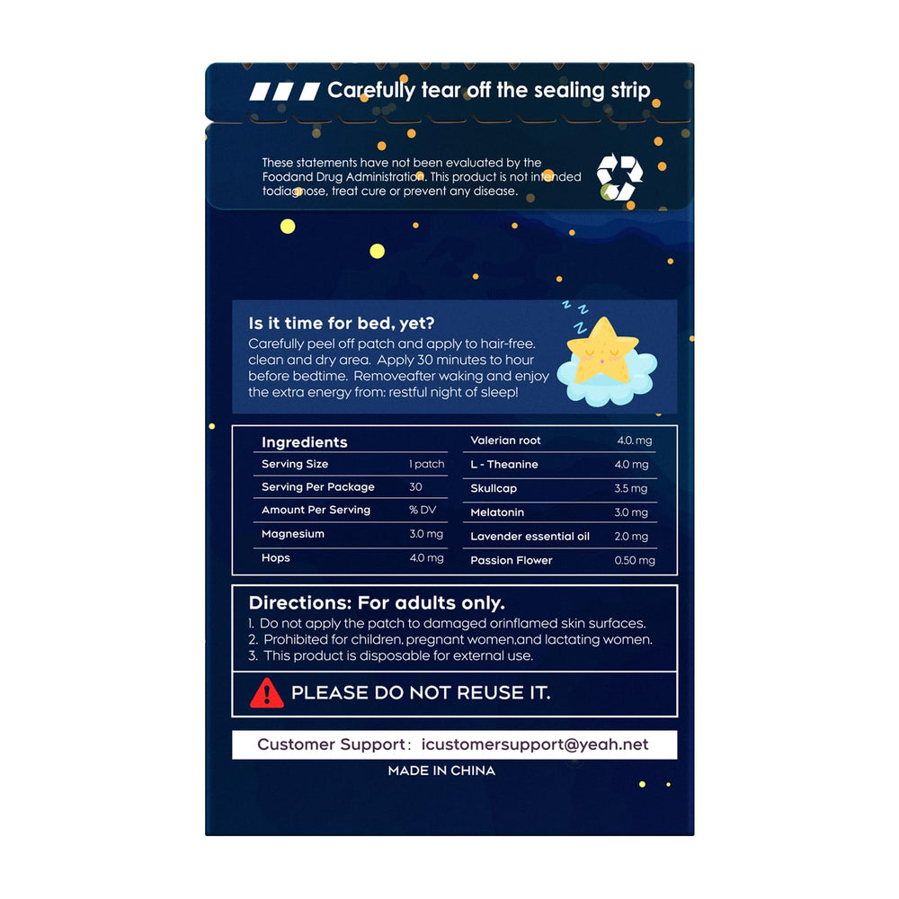 RAAYAM Sleep Patch contents displayed in pack