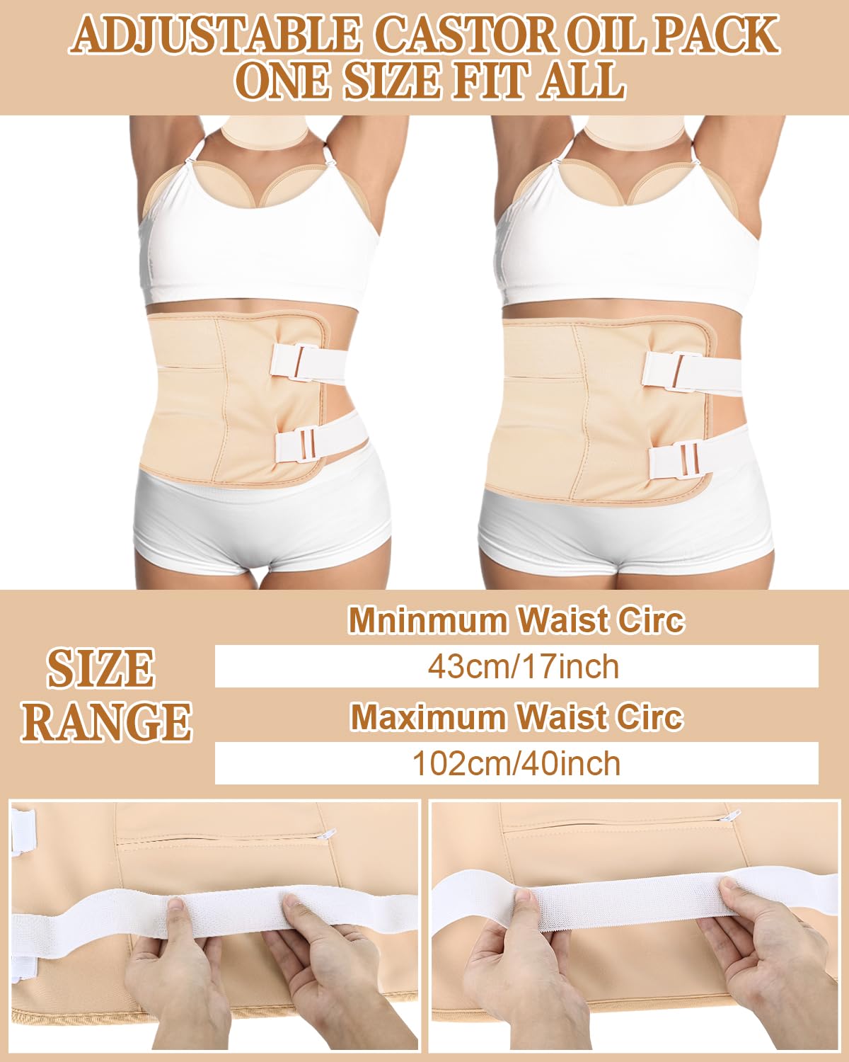 Raccomb Castor Oil Pack Breast Pouch provides handy coverage with reusable design.
