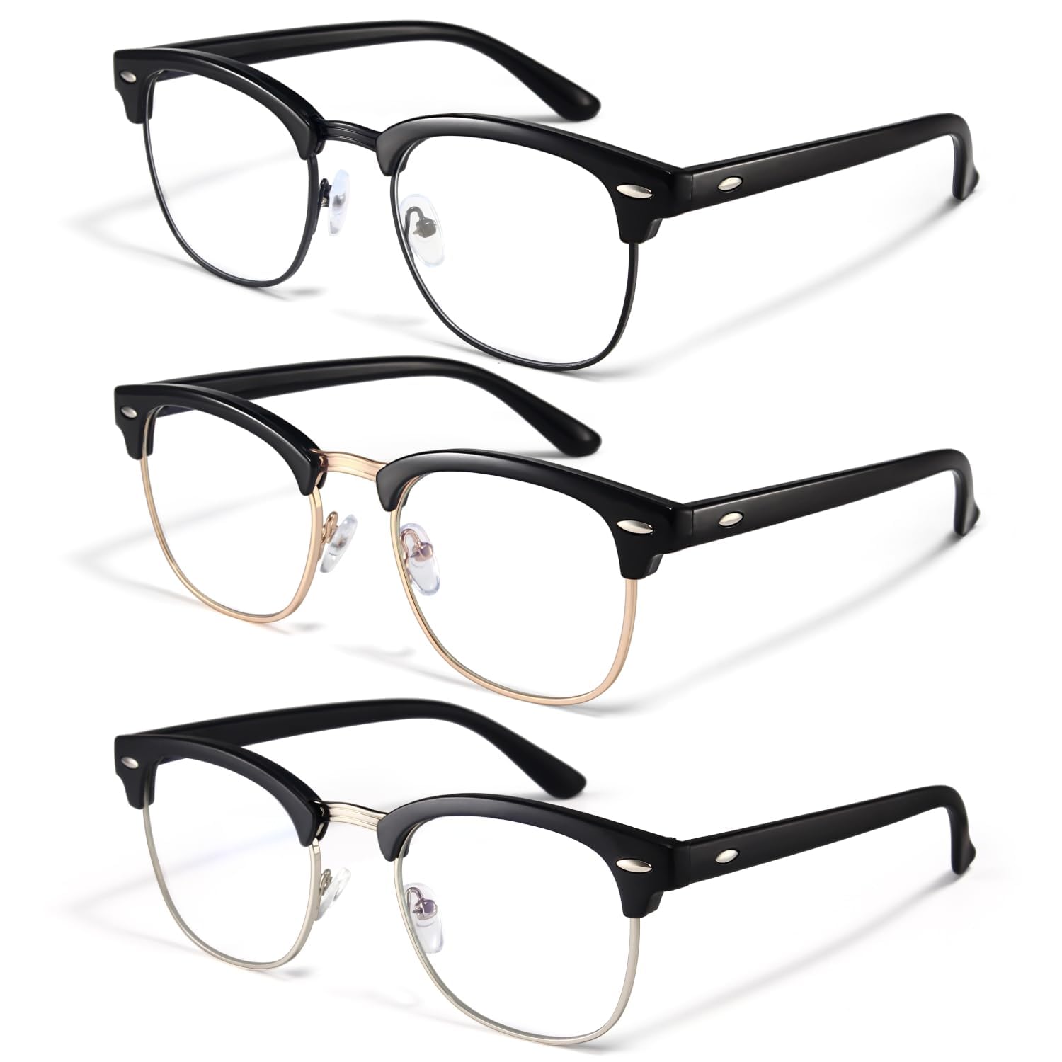 Racico blue light glasses front view with UV protection for screen time relief.