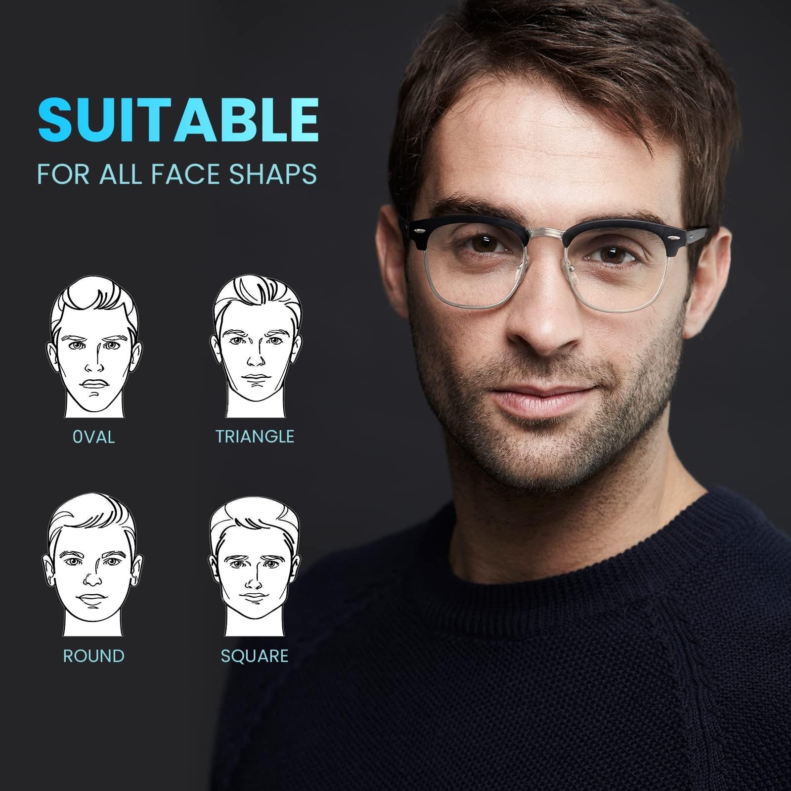 Racico semi-rimless design fits diverse faces for everyday wear.