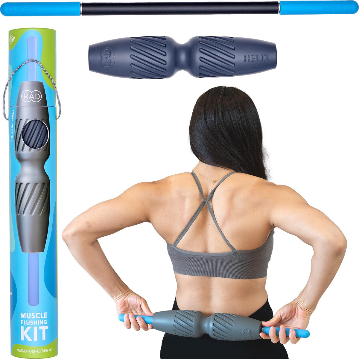 RAD 2-in-1 foam roller with dense-core enables deep tissue release after workouts