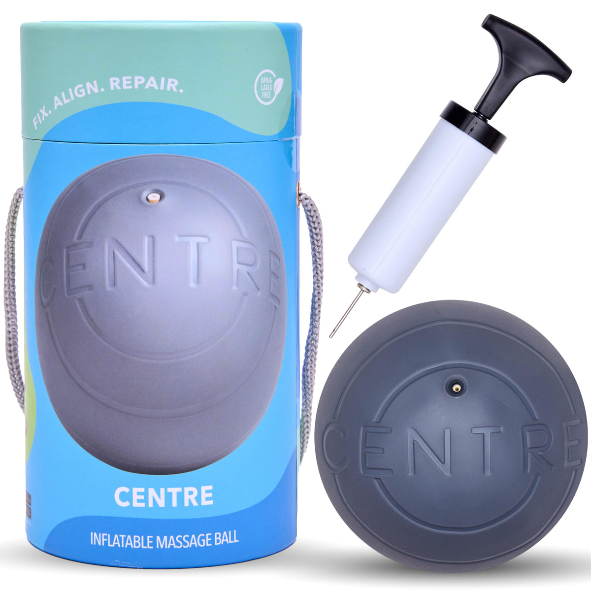 RAD Centre ball inflation pump enables easy setup for soft, controlled massage sessions.