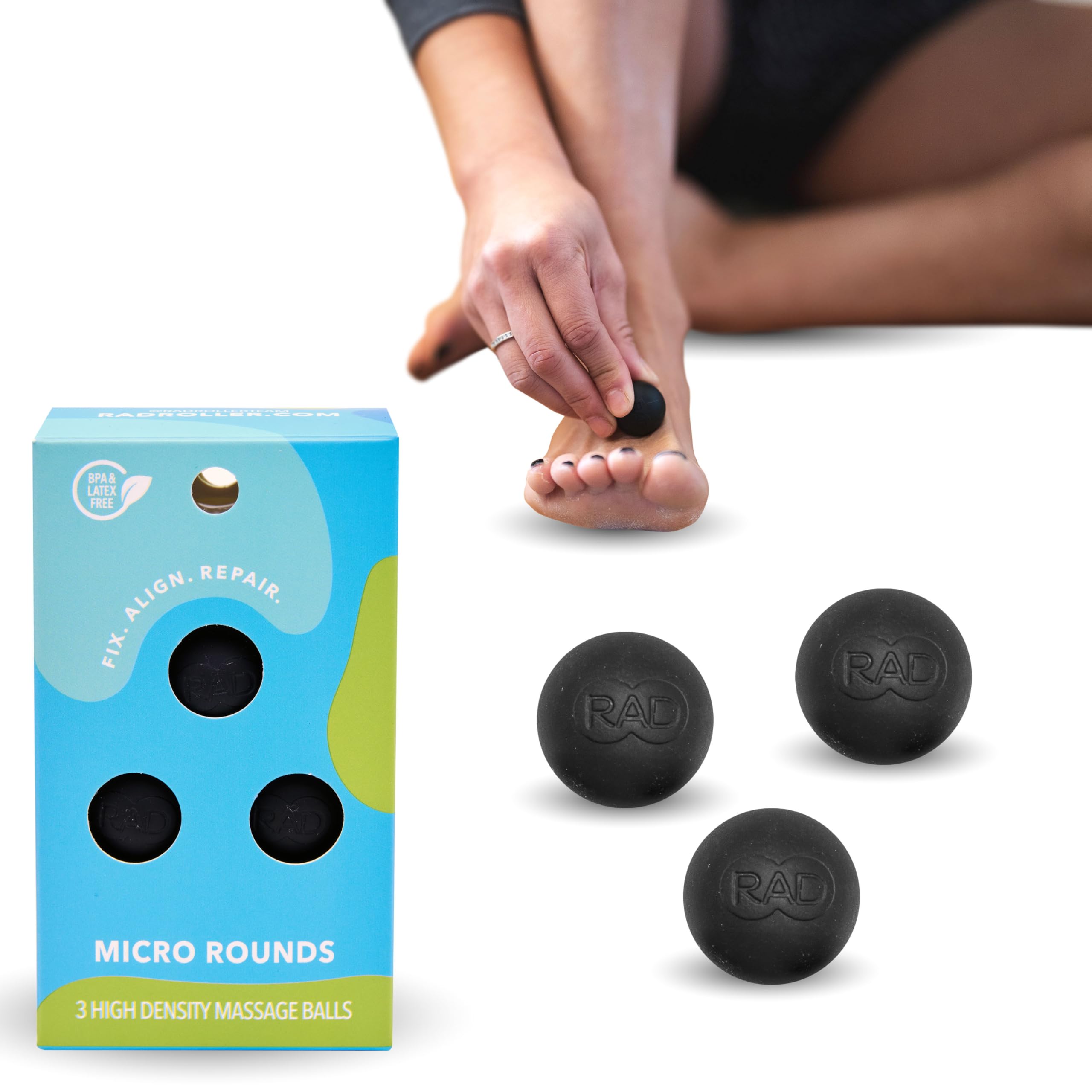RAD Micro Rounds front view — compact massager for targeted deep tissue relief.