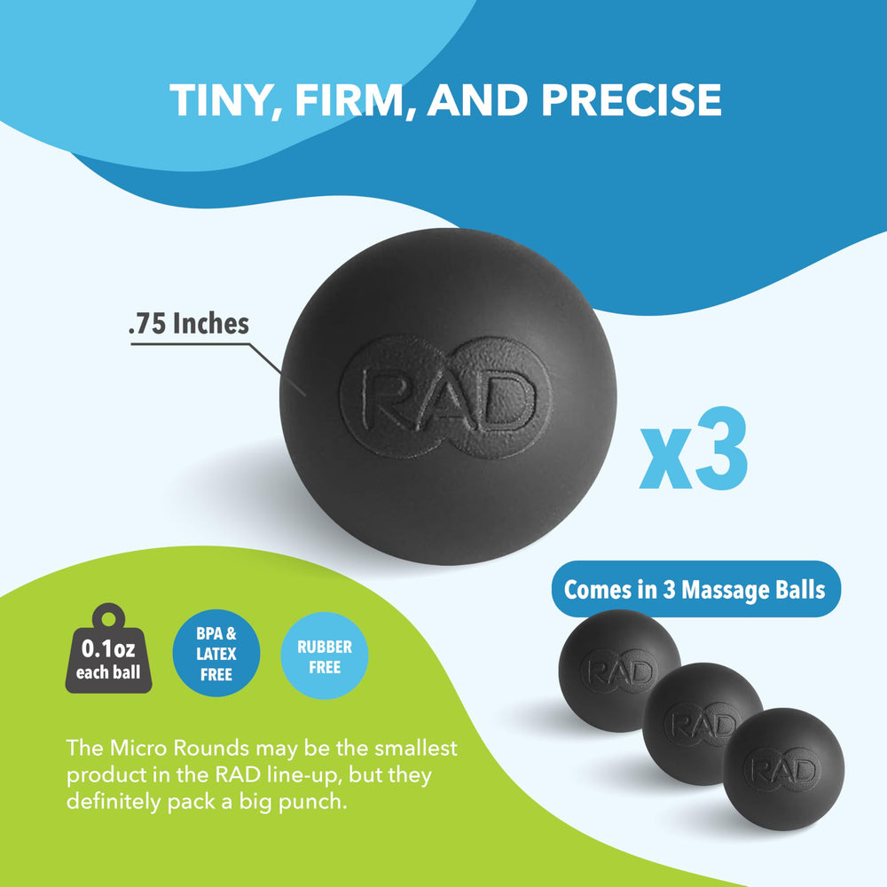 RAD Micro Rounds hands massage for finger and palm relief.
