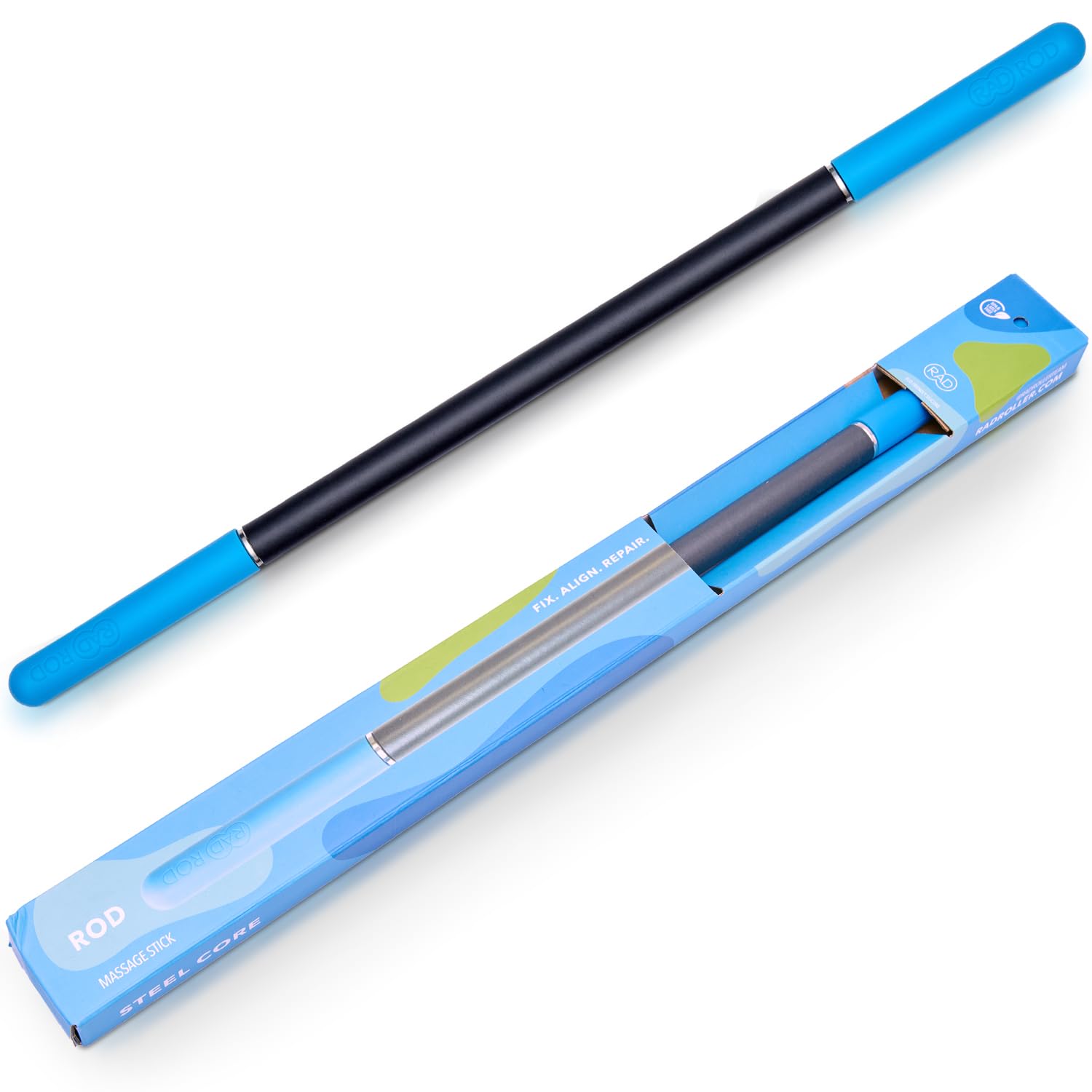 RAD Rod steel-core roller shown for durable deep tissue release.