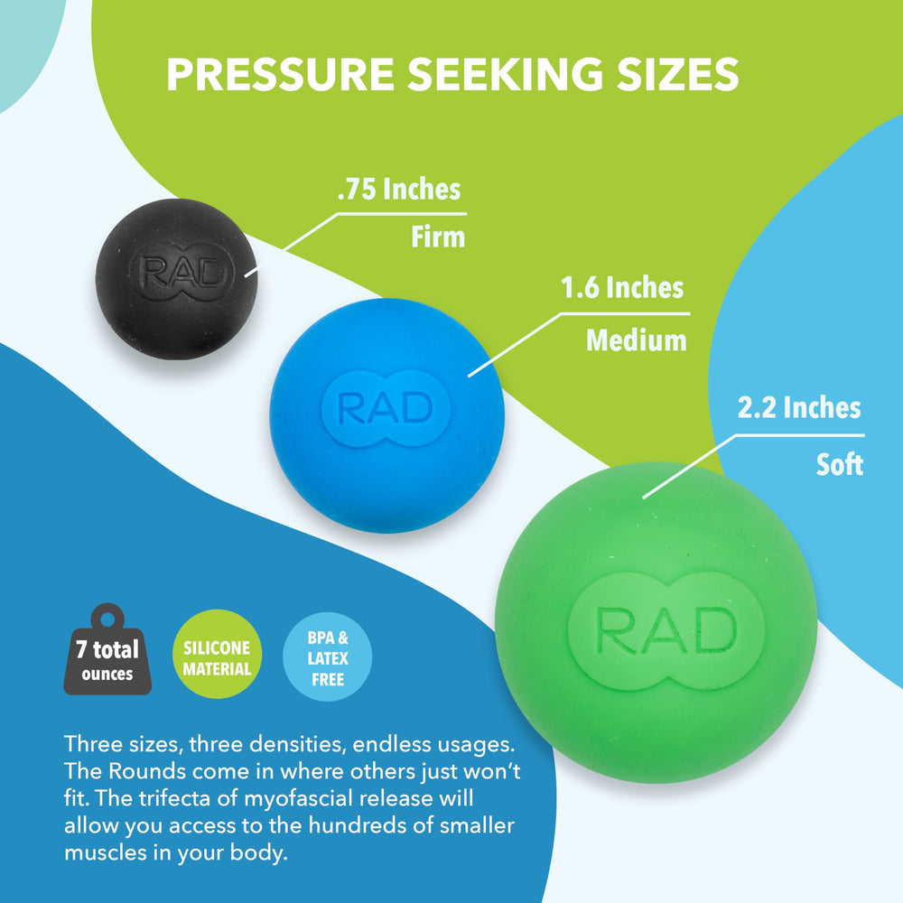 RAD Rounds travel-ready pack fits gym bags for on-the-go therapy.