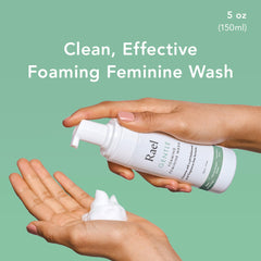 Rael feminine wash foaming texture closeup highlights gentle cleansing.