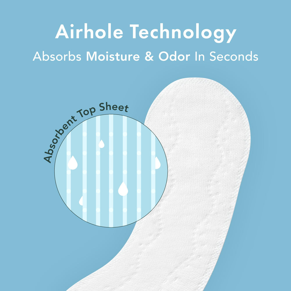 Rael panty liners use airhole technology to help you stay dry all day.
