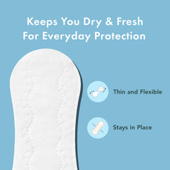 Rael panty liners feature a micro thin design for discreet, comfortable wear.