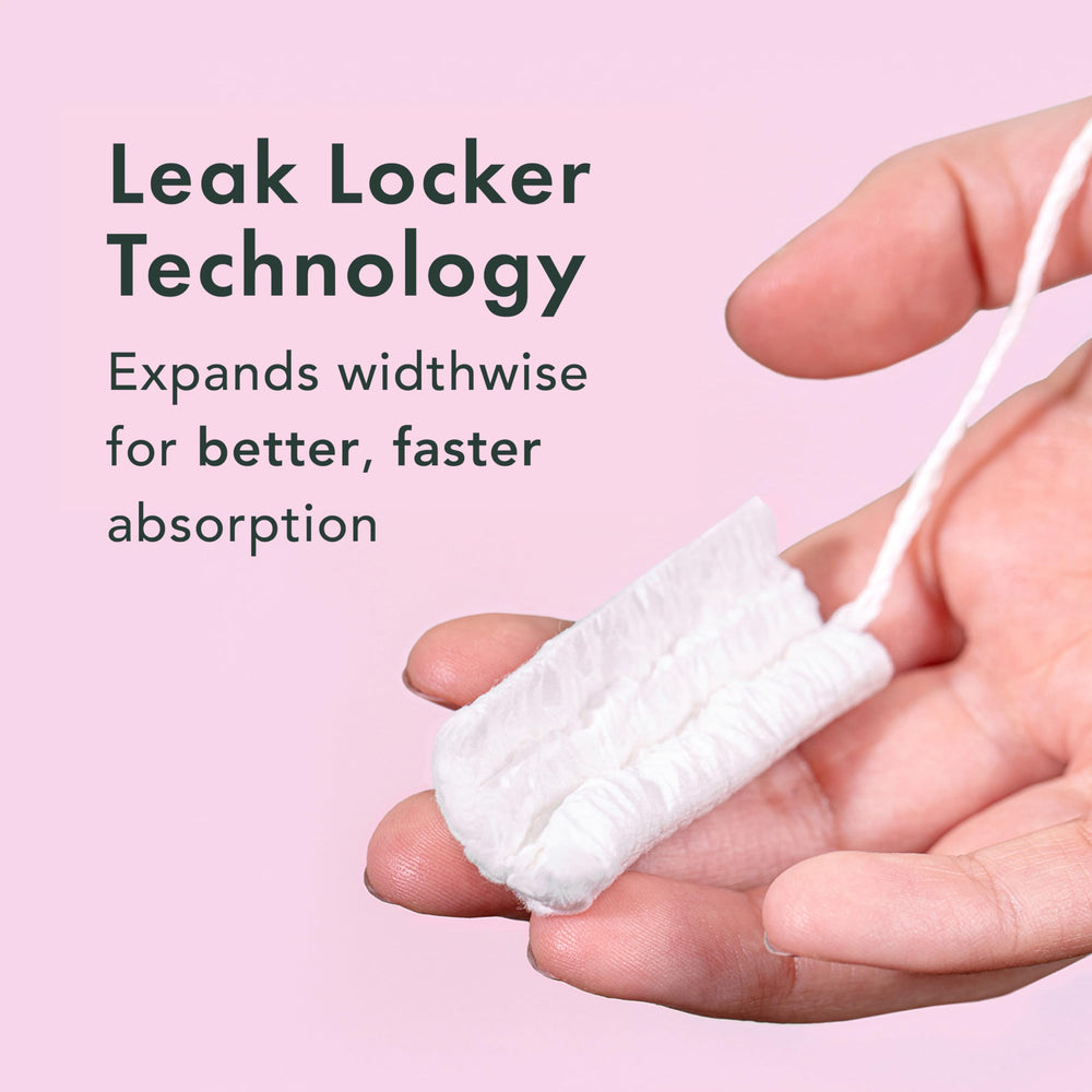 Rael tampons with organic cotton core offer natural, comfortable protection.