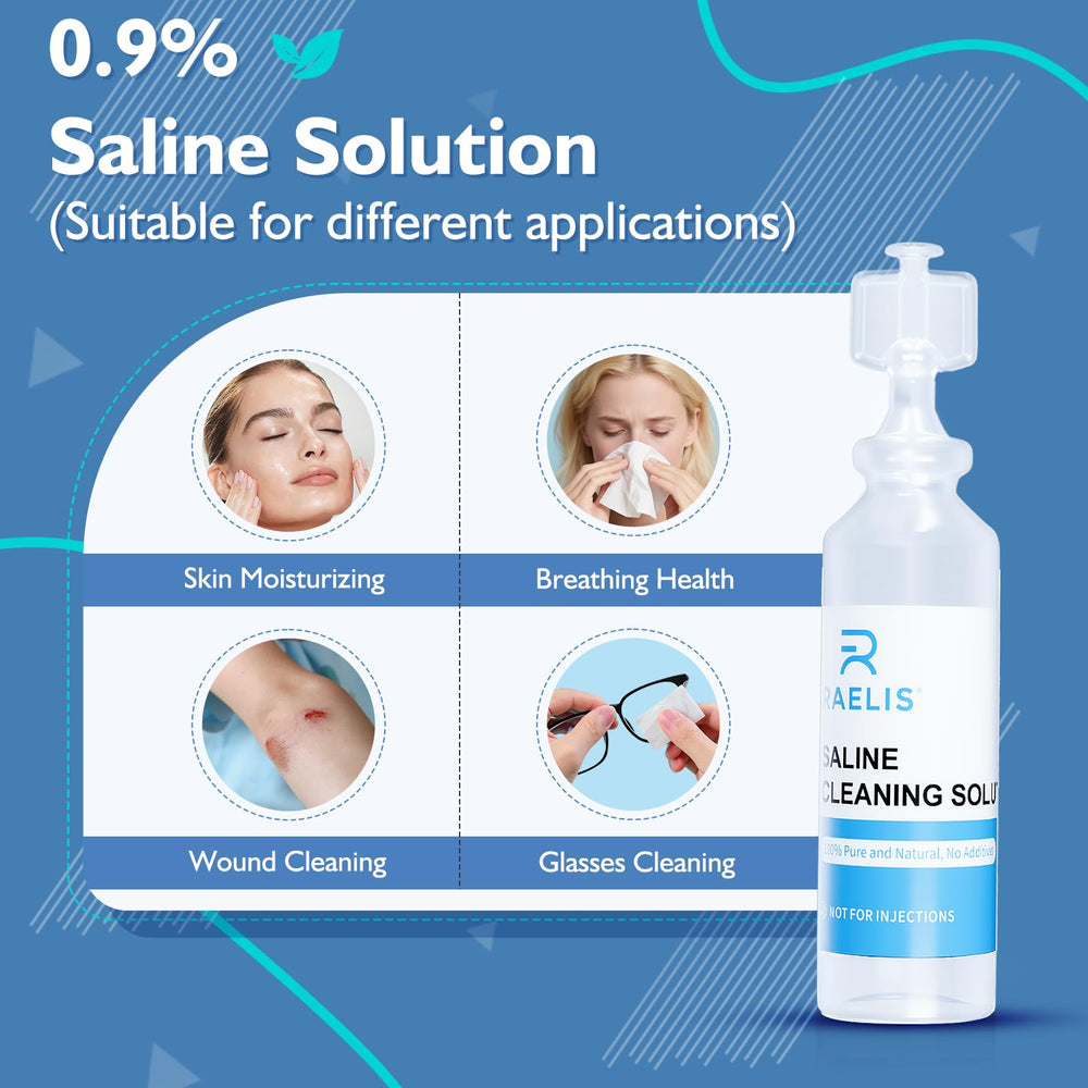 RAELIS saline solution box view reveals bulk-pack value for families