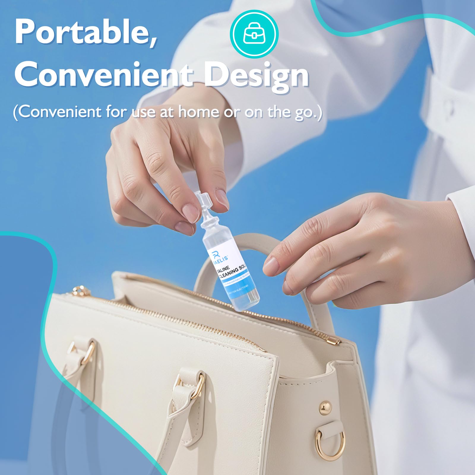 RAELIS compact dispenser image illustrates easy, precise pours at home.