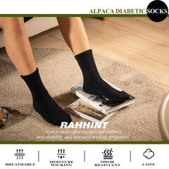 Rahhint Alpaca Wool Diabetic Socks, cuff closeup, non-binding design reduces irritation.
