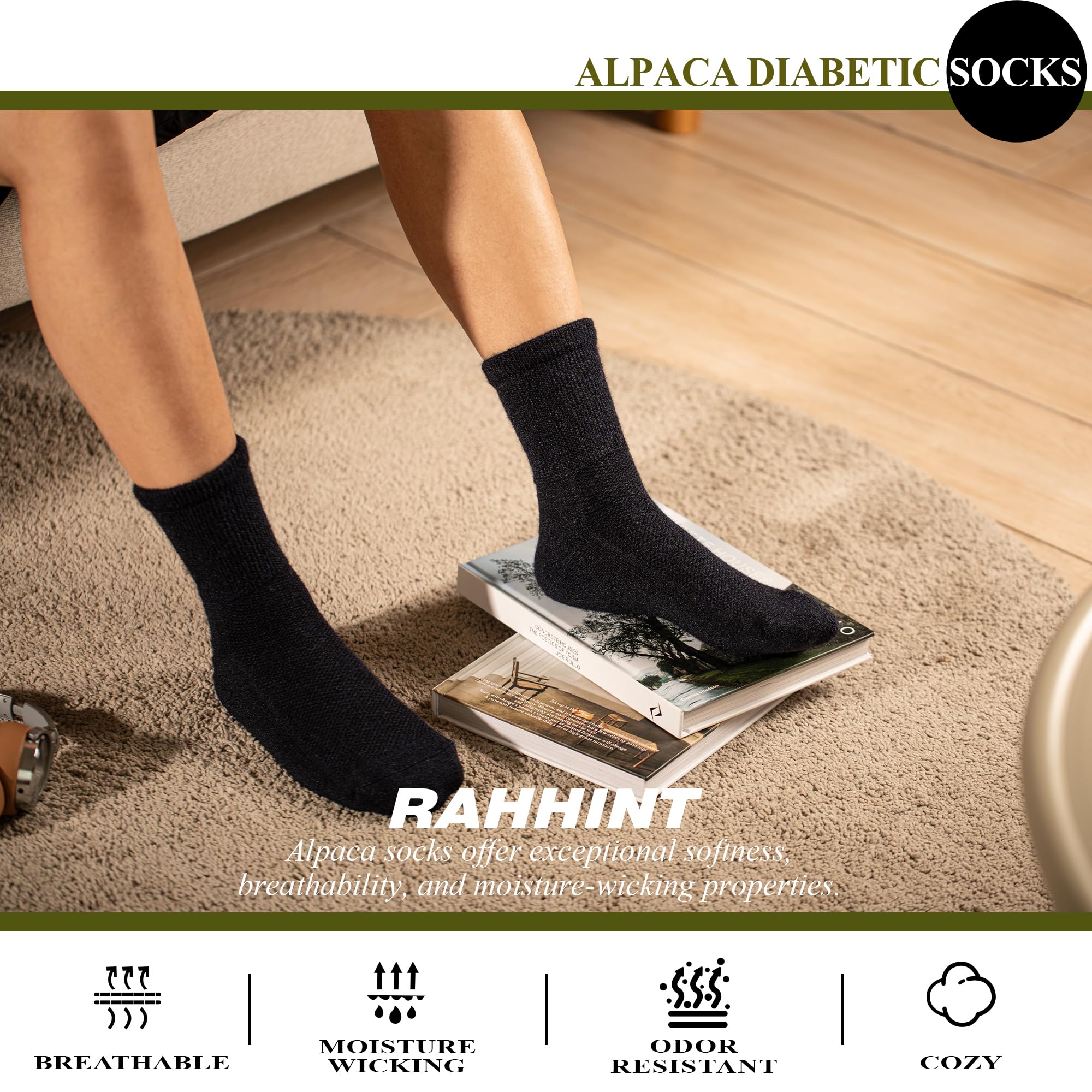 Rahhint socks cushioned sole close-up showing all-day comfort.