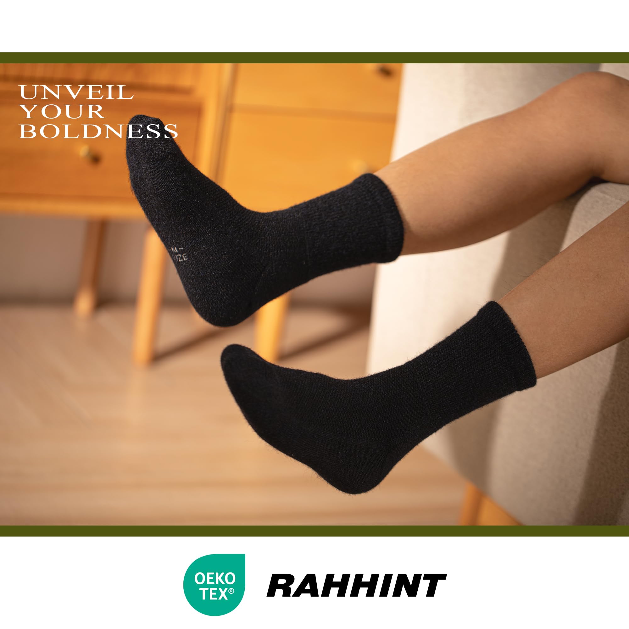 Rahhint Alpaca Wool Diabetic Socks, cushioned sole showing extra comfort and support.