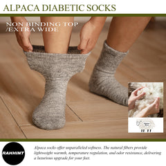 Rahhint Alpaca Wool Diabetic Socks seamless toe reducing irritation during wear.