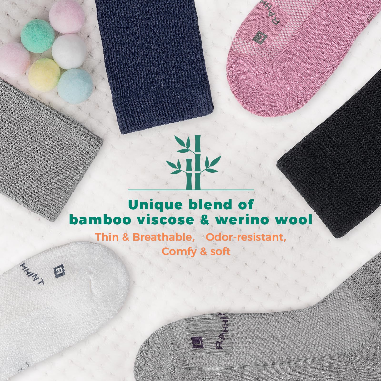 Rahhint Pro diabetic socks seamless-toe illustration emphasizes irritation-free toes during steady steps