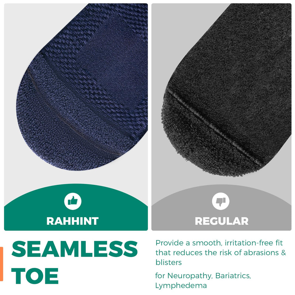 Rahhint Pro socks wearer feet image showing no-binding cuff for comfortable daily wear
