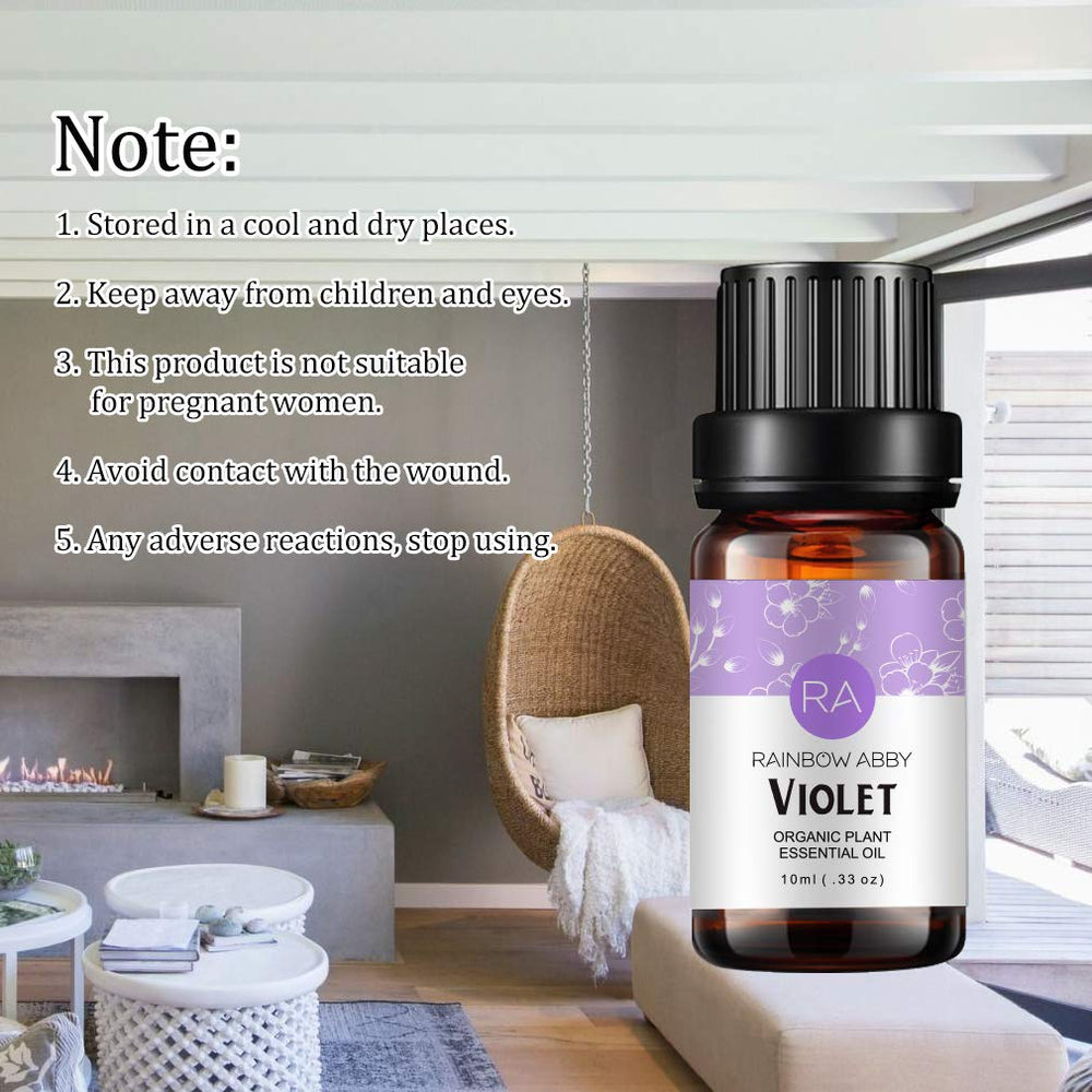 Rainbow Abby diffuser-ready violet essential oil ready to freshen rooms and relax.