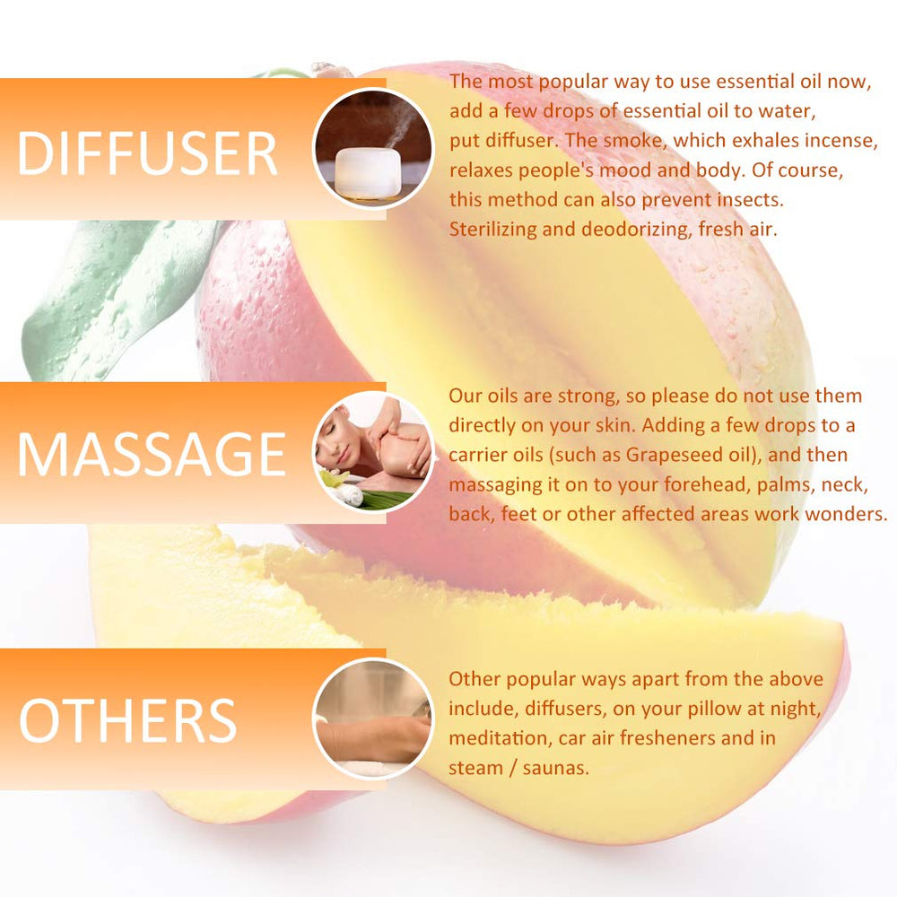 Rainbow Abby Mango Oil supports meditation and yoga routines with tropical scent