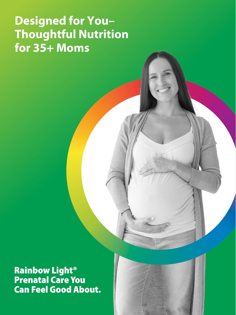 Rainbow Light 35+ Mom & Baby ingredients list highlighting real-food nutrients.