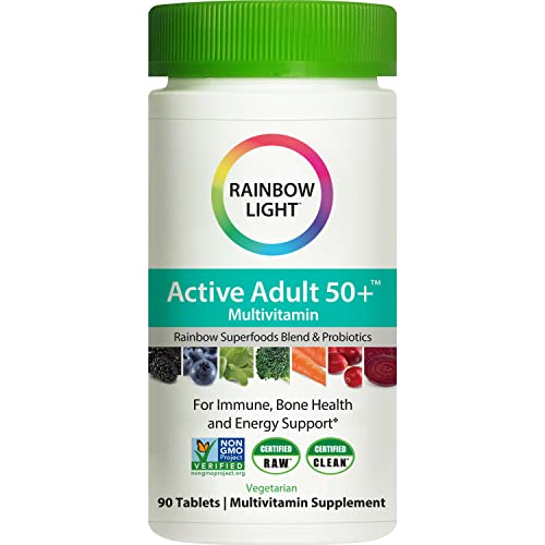 Healthy aging lifestyle with Rainbow Light 50+ multivitamin in daily routine